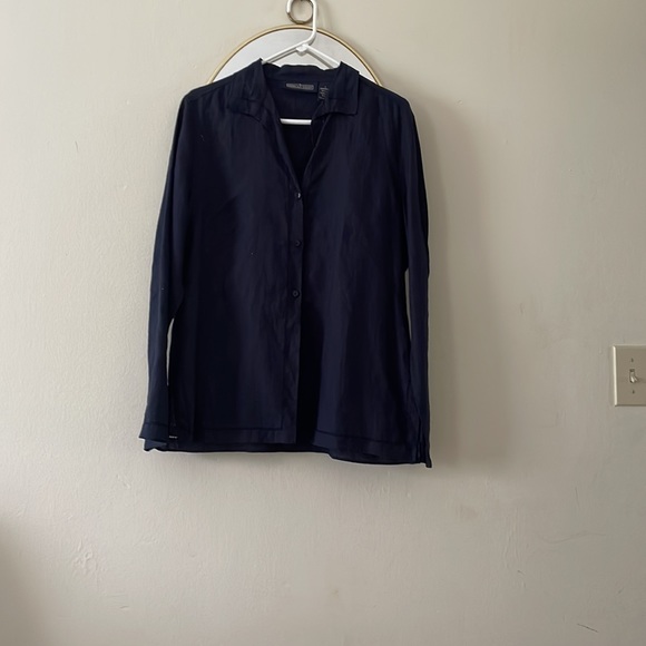 Herman Geist Navy Linen Button Down - Picture 9 of 9